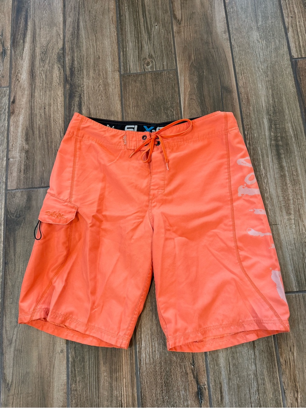 Salt Life Men's Coral-Orange Board Shorts with Side Cargo